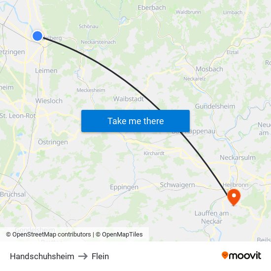 Handschuhsheim to Flein map