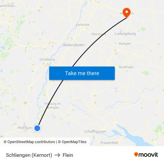 Schliengen (Kernort) to Flein map