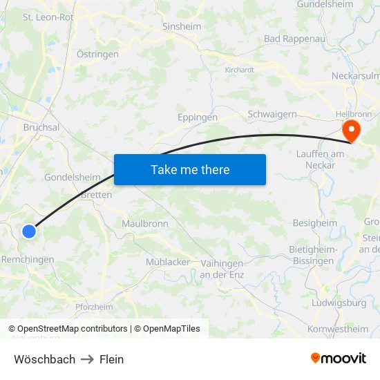 Wöschbach to Flein map
