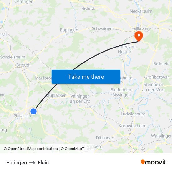 Eutingen to Flein map