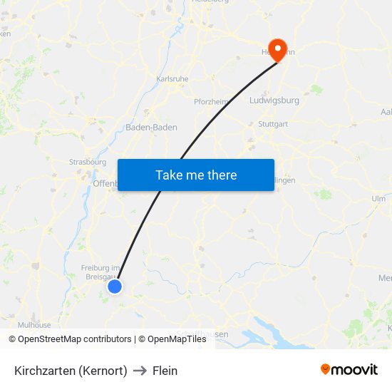 Kirchzarten (Kernort) to Flein map