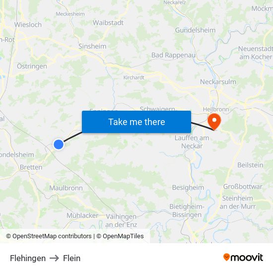 Flehingen to Flein map