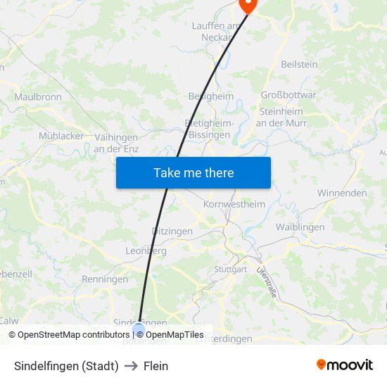 Sindelfingen (Stadt) to Flein map