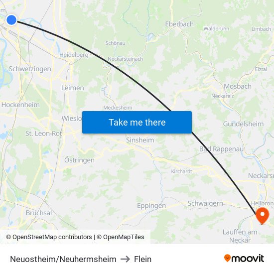 Neuostheim/Neuhermsheim to Flein map