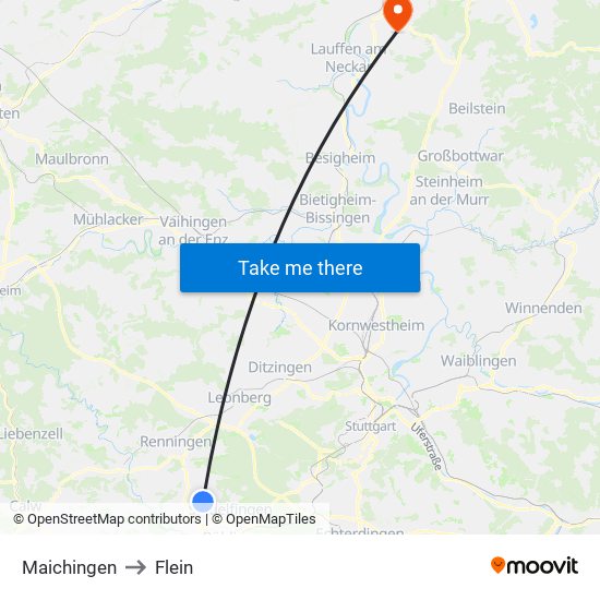 Maichingen to Flein map