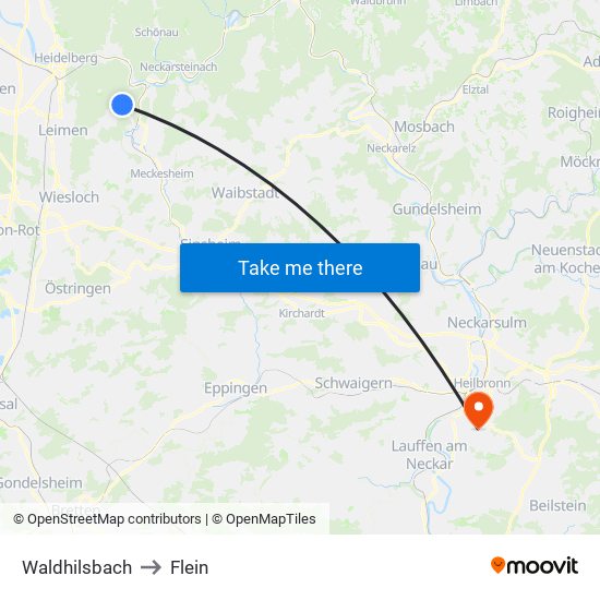 Waldhilsbach to Flein map