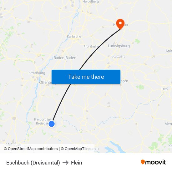 Eschbach (Dreisamtal) to Flein map