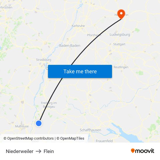 Niederweiler to Flein map