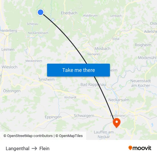 Langenthal to Flein map