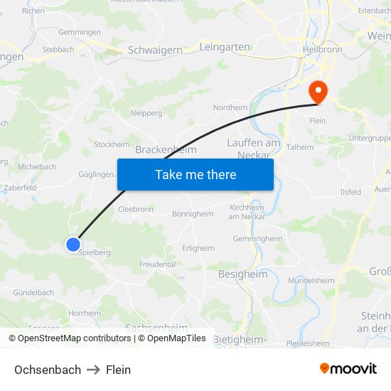 Ochsenbach to Flein map