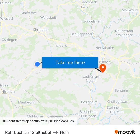 Rohrbach am Gießhübel to Flein map