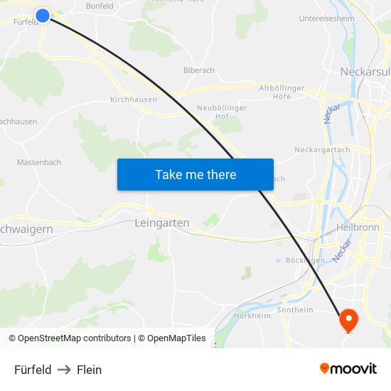 Fürfeld to Flein map