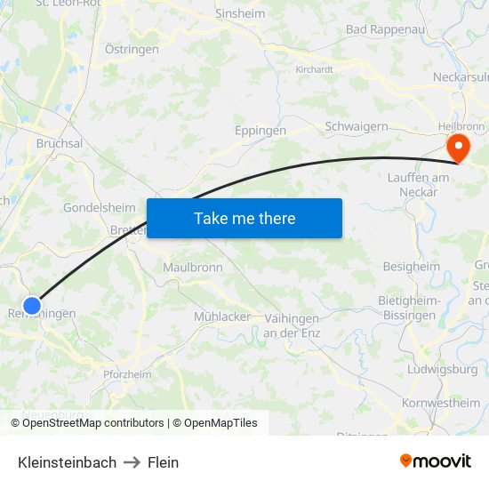 Kleinsteinbach to Flein map