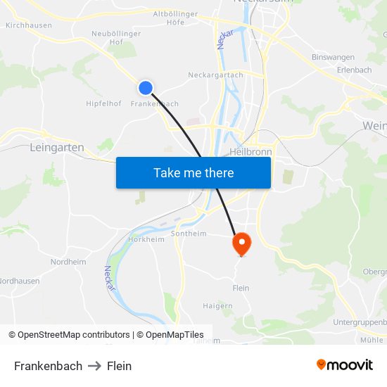 Frankenbach to Flein map