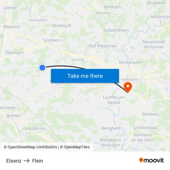 Elsenz to Flein map