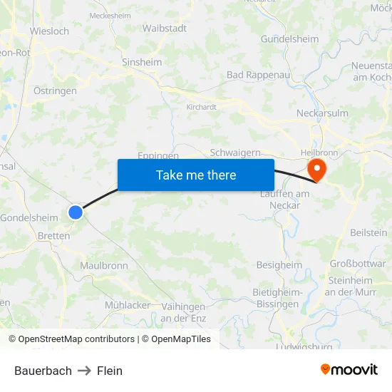 Bauerbach to Flein map