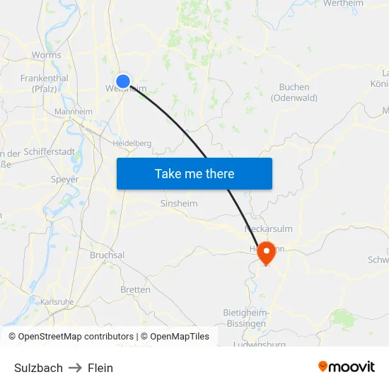 Sulzbach to Flein map