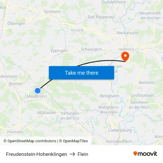 Freudenstein-Hohenklingen to Flein map