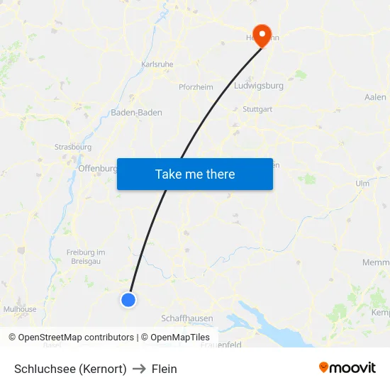 Schluchsee (Kernort) to Flein map