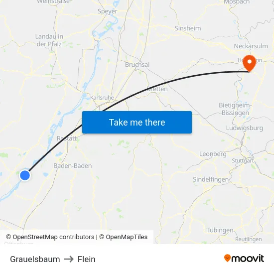 Grauelsbaum to Flein map