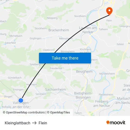 Kleinglattbach to Flein map