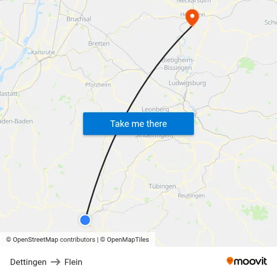 Dettingen to Flein map