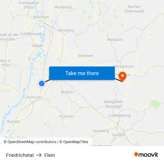 Friedrichstal to Flein map