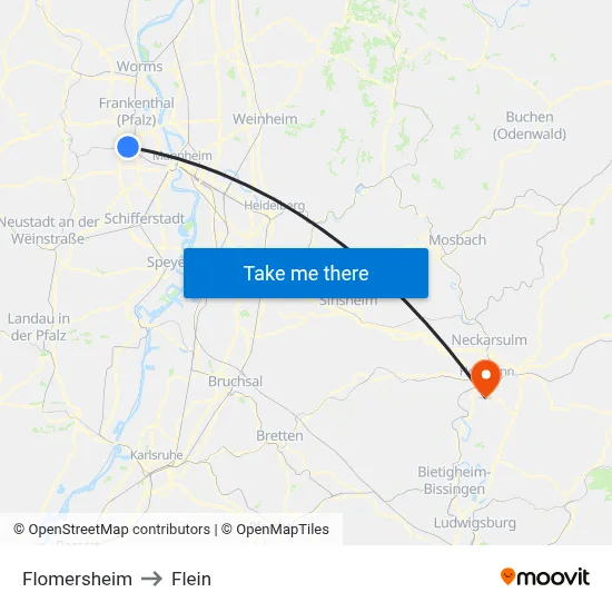 Flomersheim to Flein map