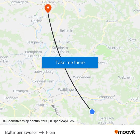 Baltmannsweiler to Flein map