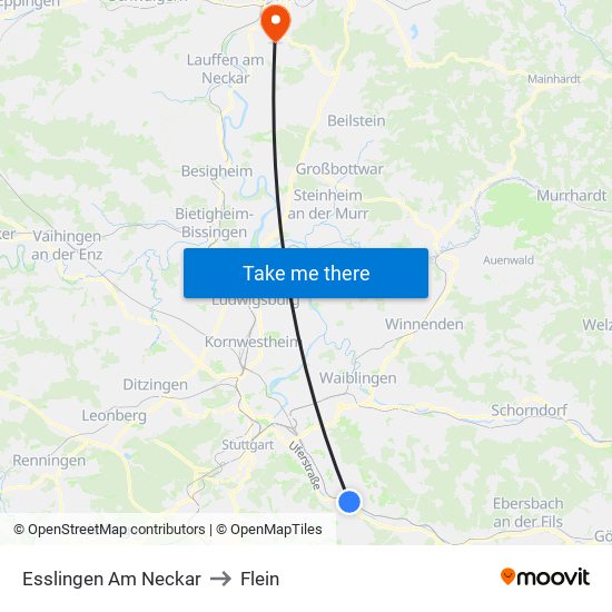 Esslingen Am Neckar to Flein map