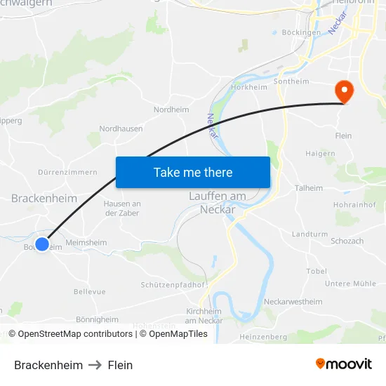 Brackenheim to Flein map