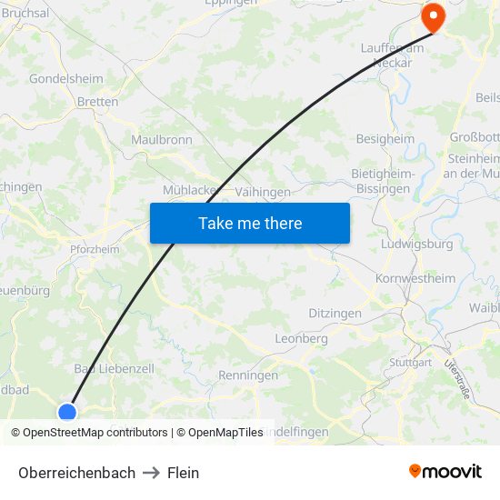 Oberreichenbach to Flein map