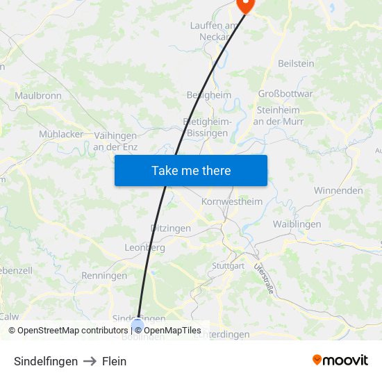 Sindelfingen to Flein map