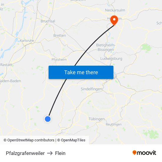 Pfalzgrafenweiler to Flein map