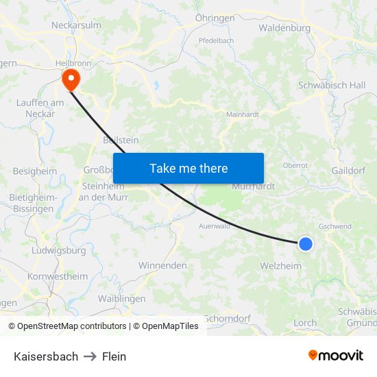 Kaisersbach to Flein map