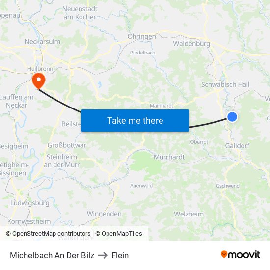 Michelbach An Der Bilz to Flein map