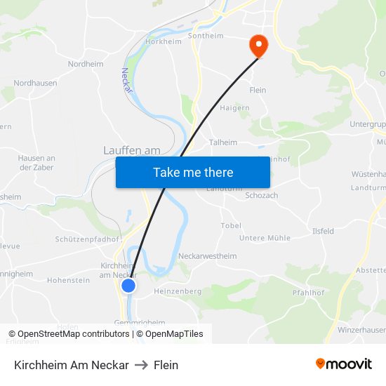 Kirchheim Am Neckar to Flein map