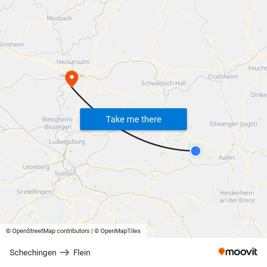 Schechingen to Flein map