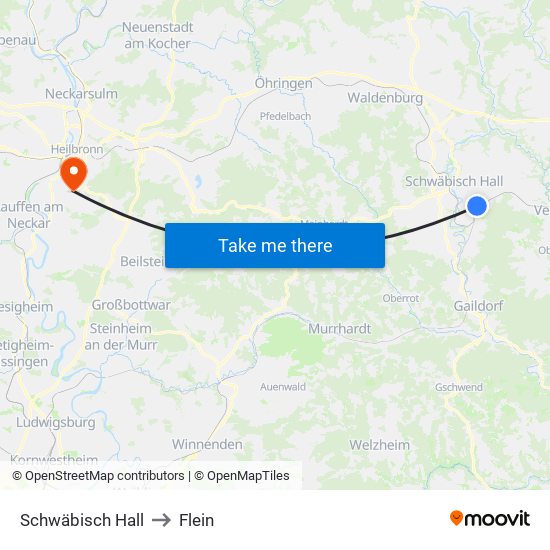 Schwäbisch Hall to Flein map