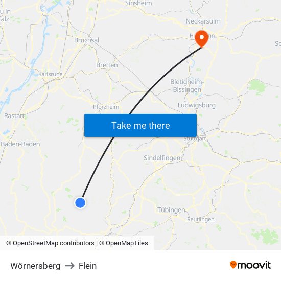 Wörnersberg to Flein map