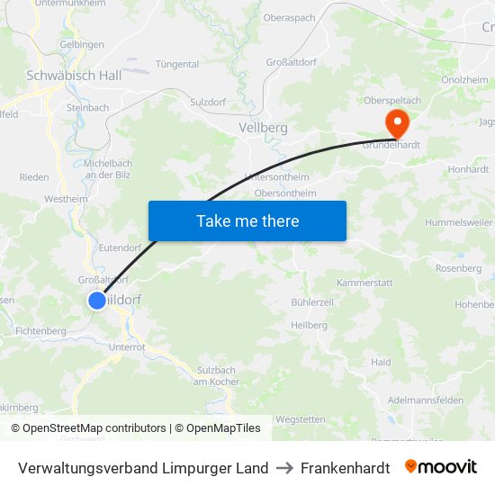 Verwaltungsverband Limpurger Land to Frankenhardt map