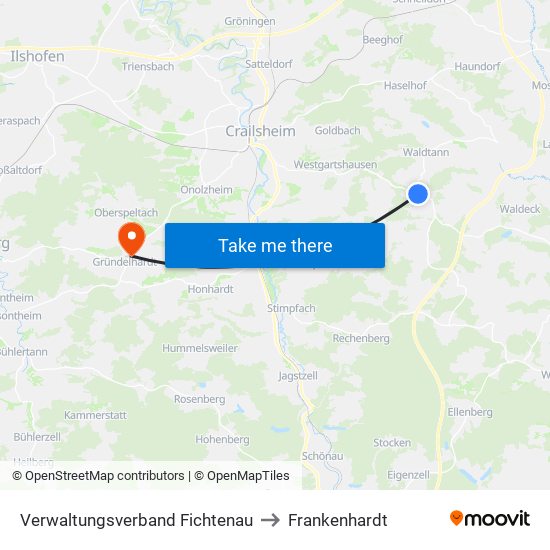 Verwaltungsverband Fichtenau to Frankenhardt map