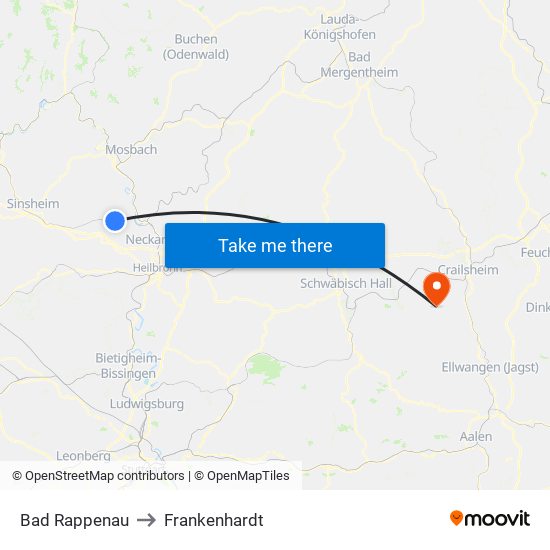 Bad Rappenau to Frankenhardt map