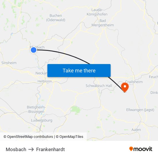 Mosbach to Frankenhardt map