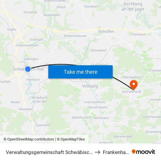 Verwaltungsgemeinschaft Schwäbisch Hall to Frankenhardt map