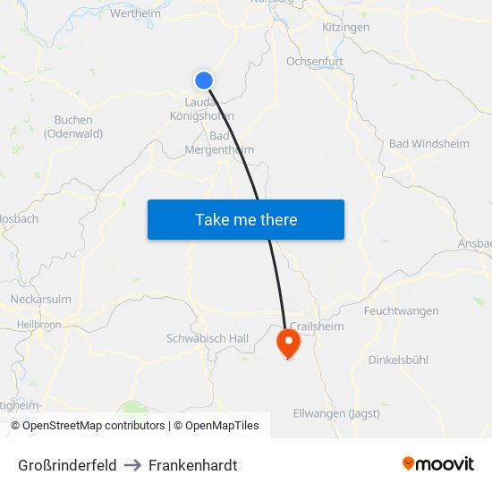 Großrinderfeld to Frankenhardt map