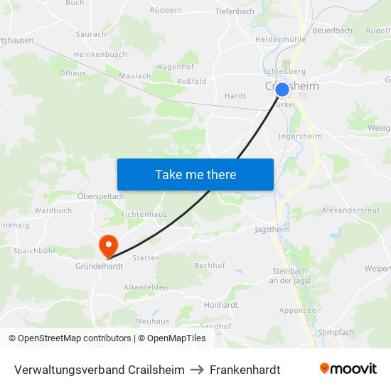 Verwaltungsverband Crailsheim to Frankenhardt map