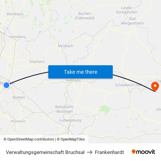 Verwaltungsgemeinschaft Bruchsal to Frankenhardt map