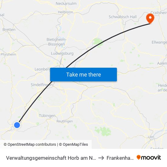 Verwaltungsgemeinschaft Horb am Neckar to Frankenhardt map