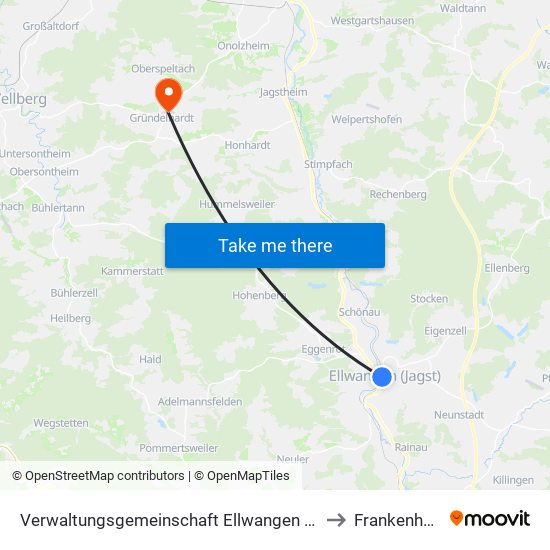 Verwaltungsgemeinschaft Ellwangen (Jagst) to Frankenhardt map